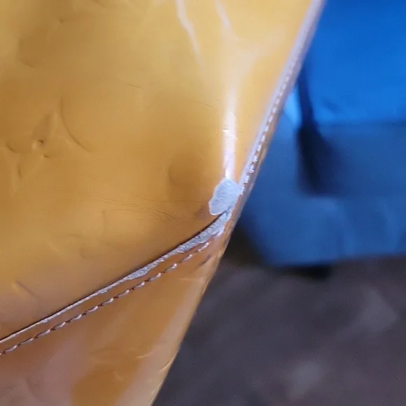 Louis Vuitton VERNIS Mustard Patent Leather Tote with Brown Handles - Picture 8 of 13